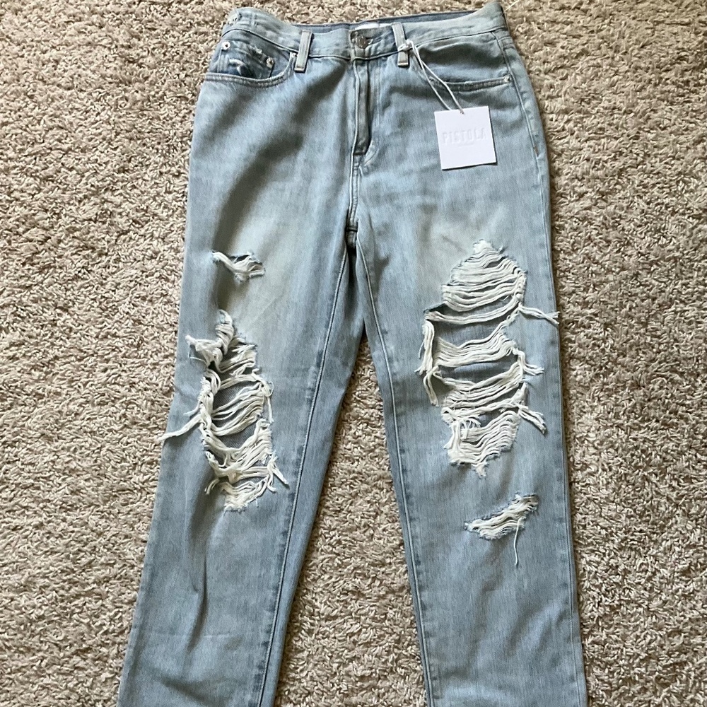 Pistola Presley Ripped High Waist Roller Jeans (Hampton Distressed). Size 26.
